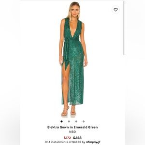 NBD - REVOLVE - Emerald green sequin gown with leg slit